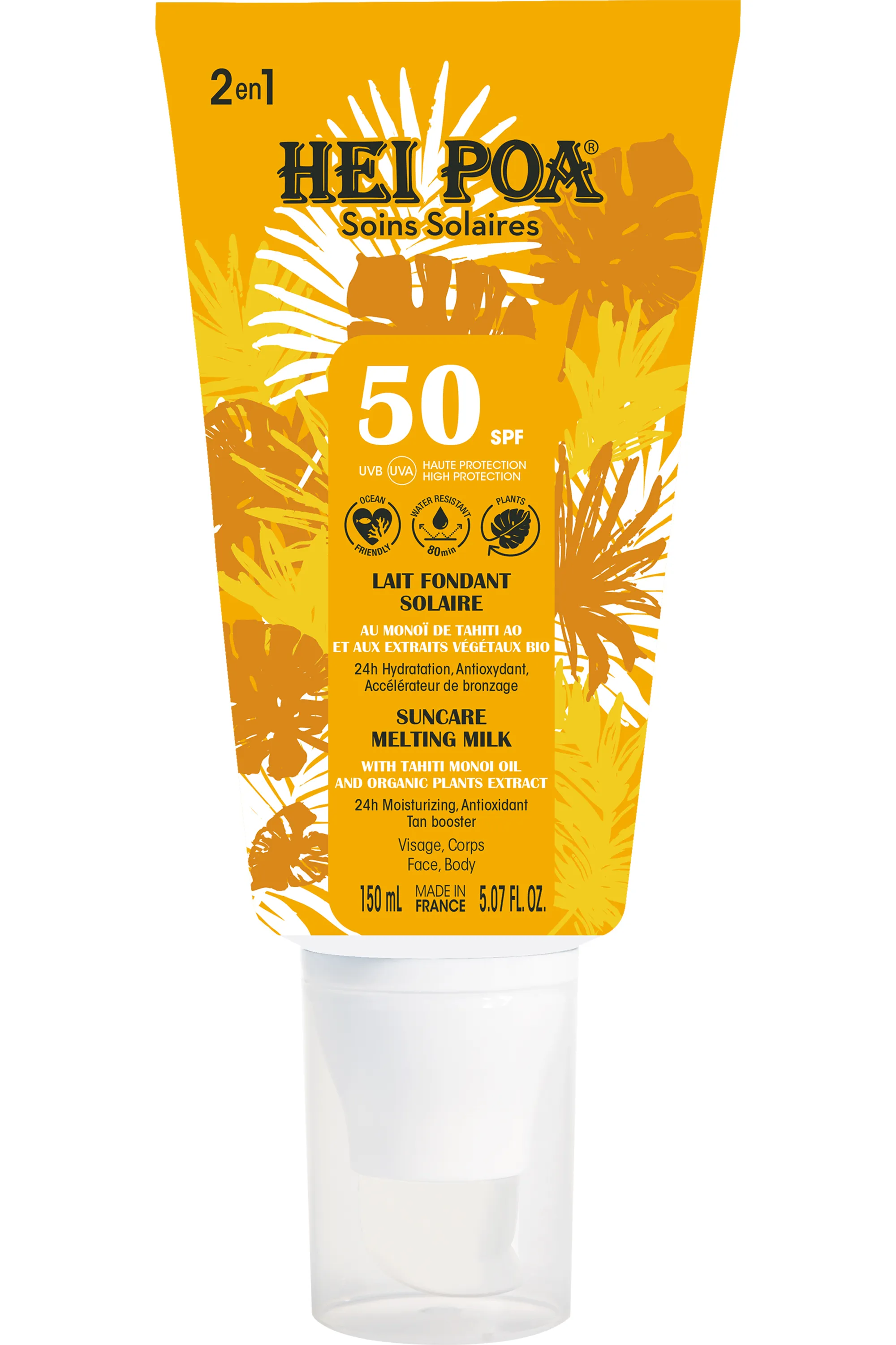 Hei Poa Lait fondant solaire visage et corps SPF50+-150 ml