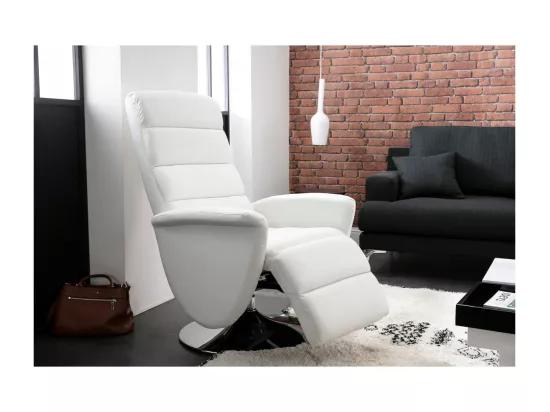 Fauteuil pivotant relax manuel en tissu chenille beige NELSON