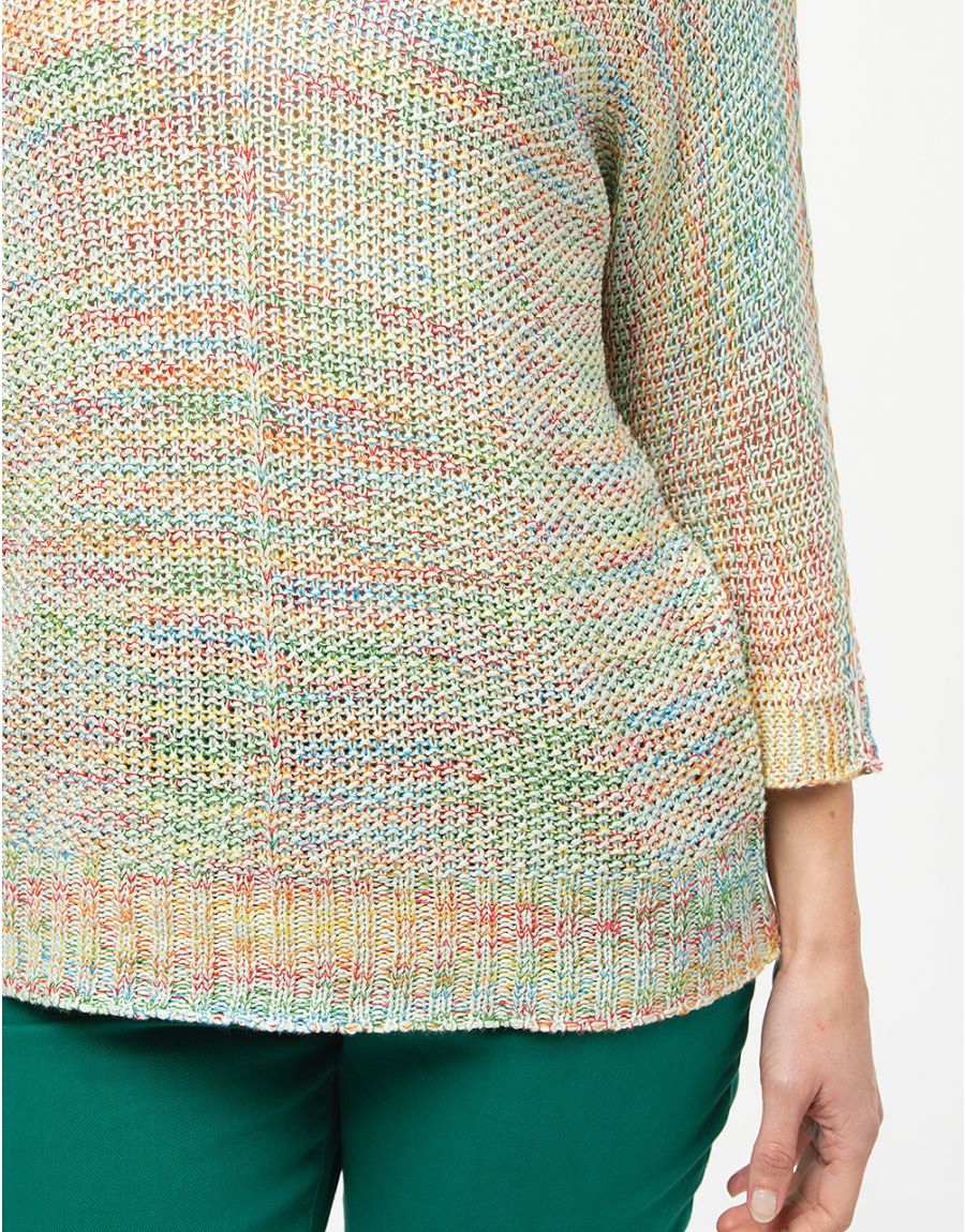 Pull vert chiné