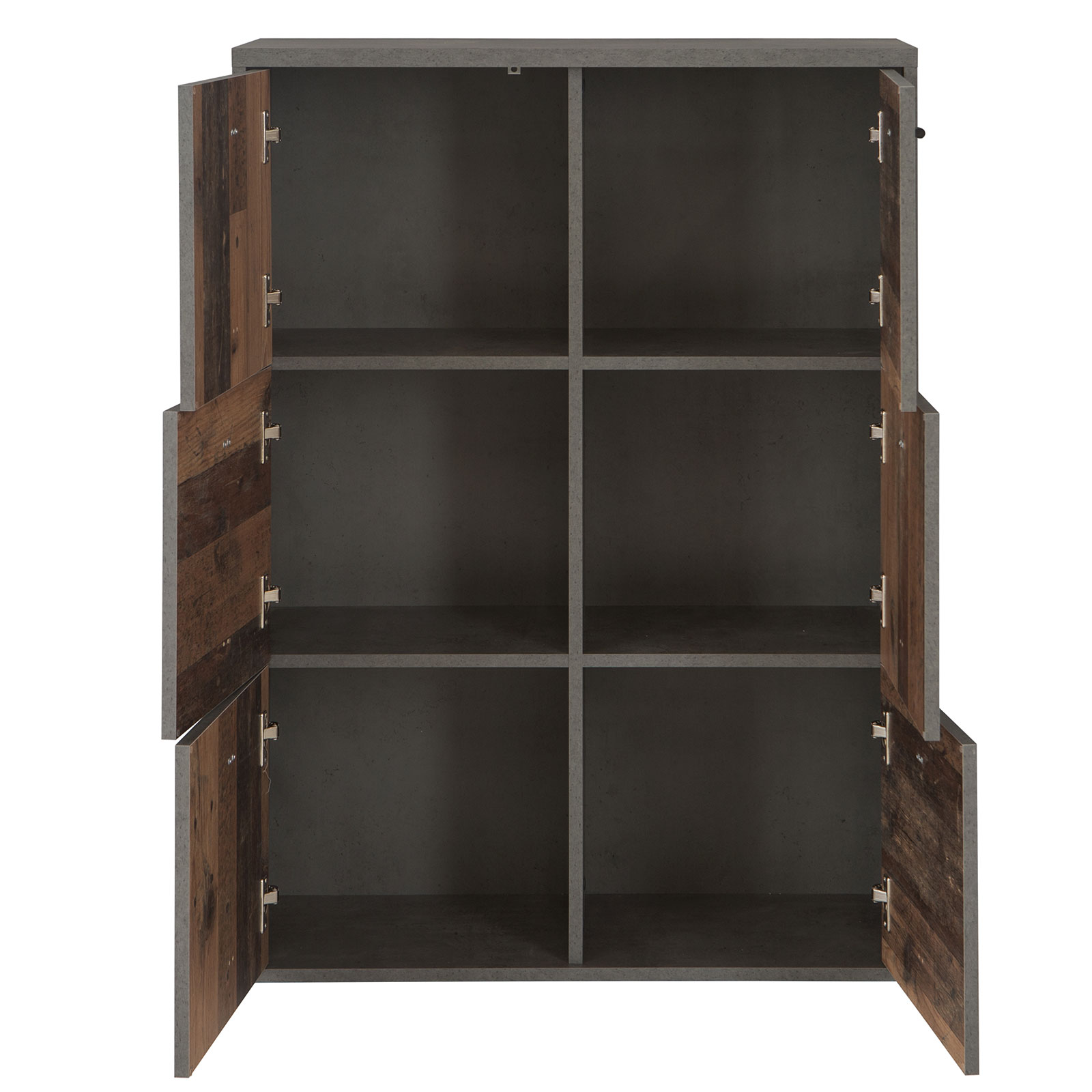 Kommode - Betonoptik-Old Wood Vintage - 77 cm breit - 6 Türen