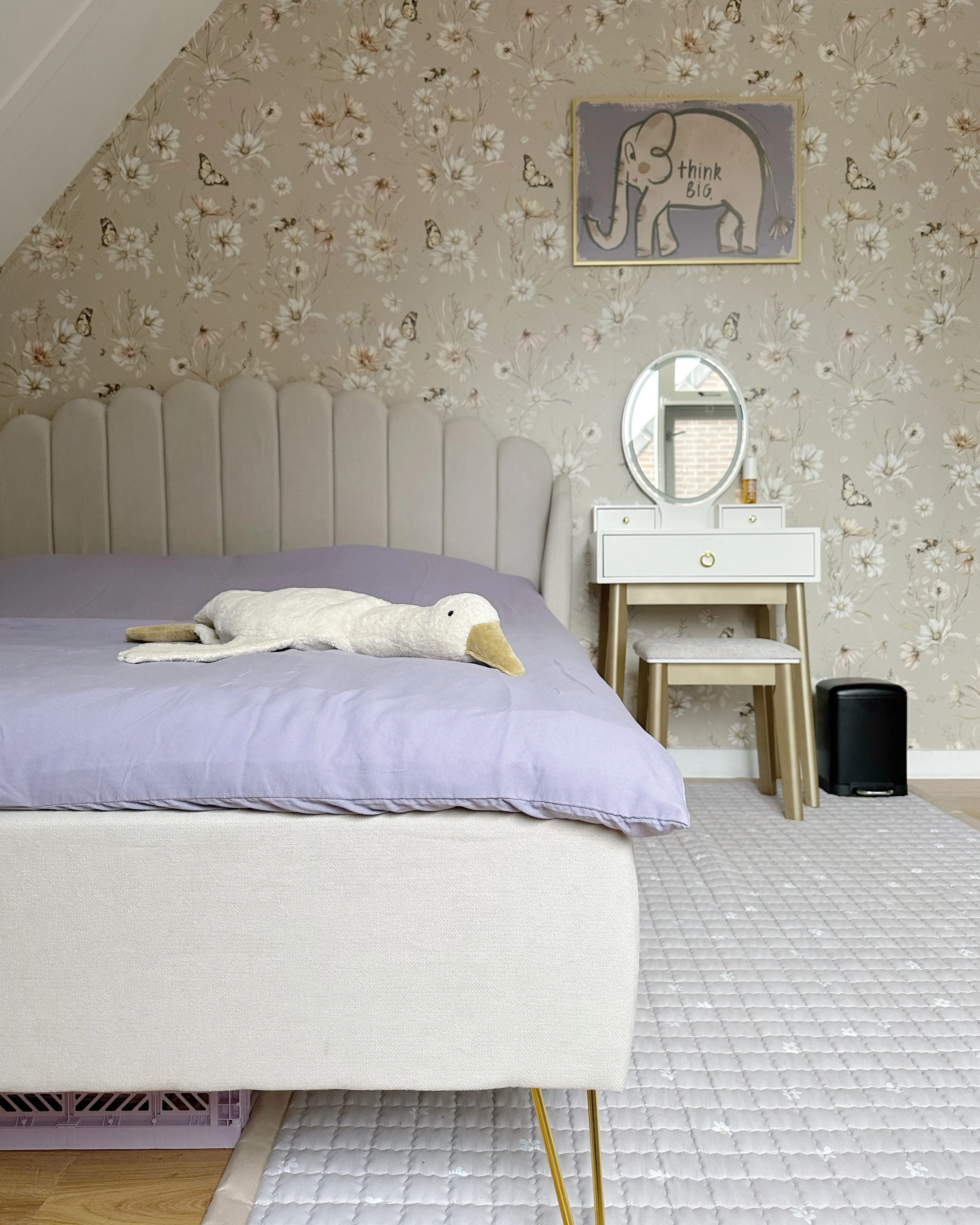 Bed Fluweel AMBILLOU 180 x 200 cm Lichtbeige