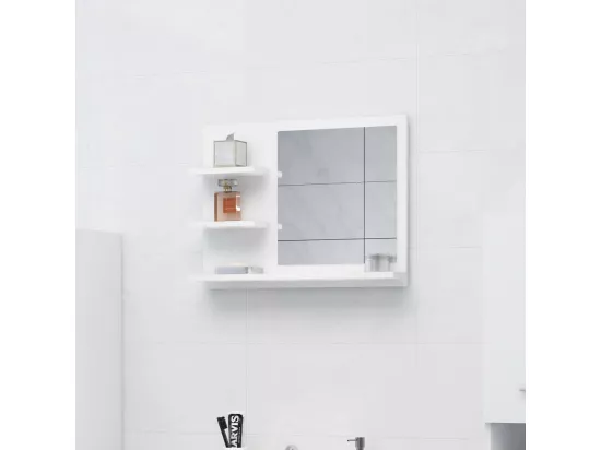 Miroir de salle de bain blanc 60x10,5x45 cm bois d’ingénierie