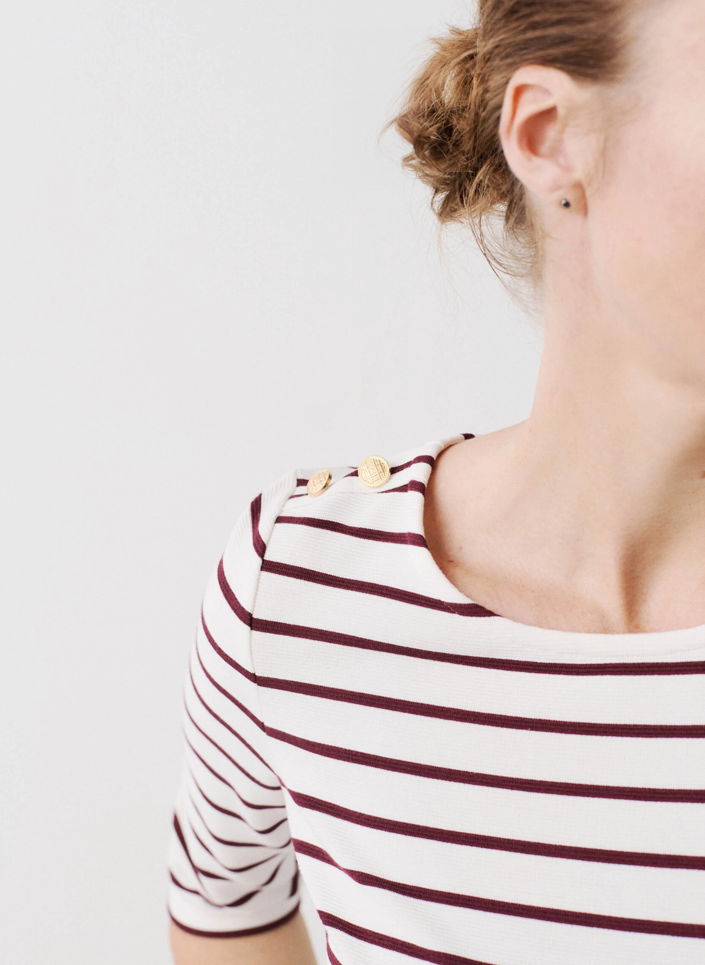 TOLYMPIADE - Tee-shirt col bateau droit à rayures | Beige