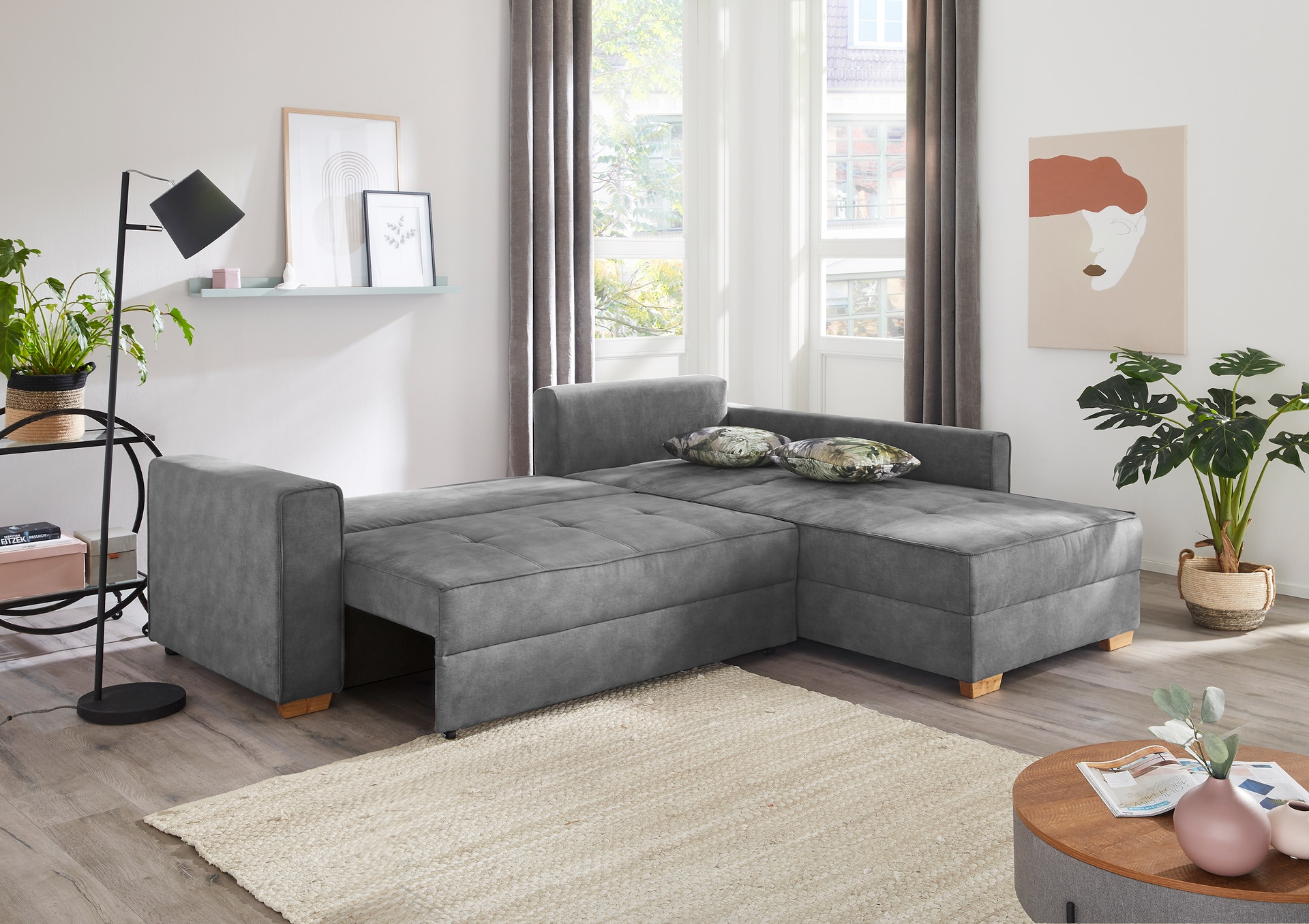 Ecksofa PAROS 257 x 207 cm grau
