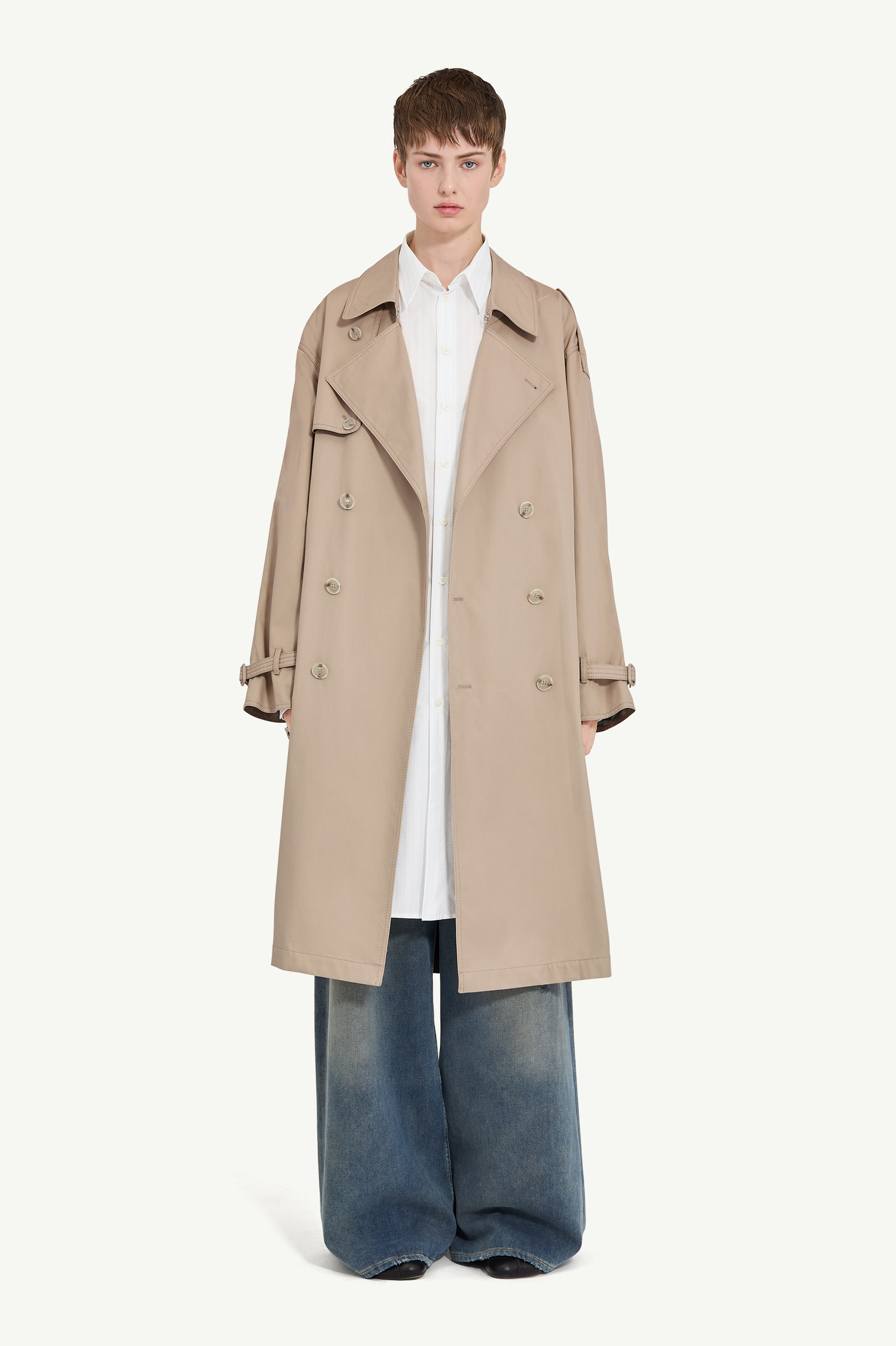 Sand Twist Double-breasted Trench Coat