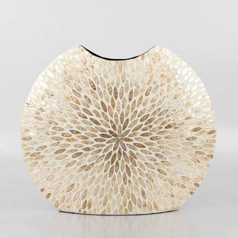Vase boule 'Calypso' beige et blanc