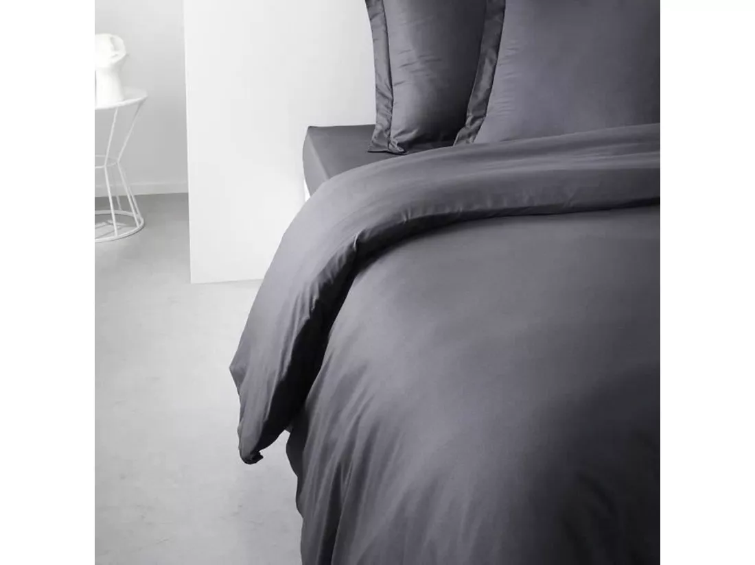 Housse de couette lisse 100% coton, qualité 144 fils. Fusain 240x220cm