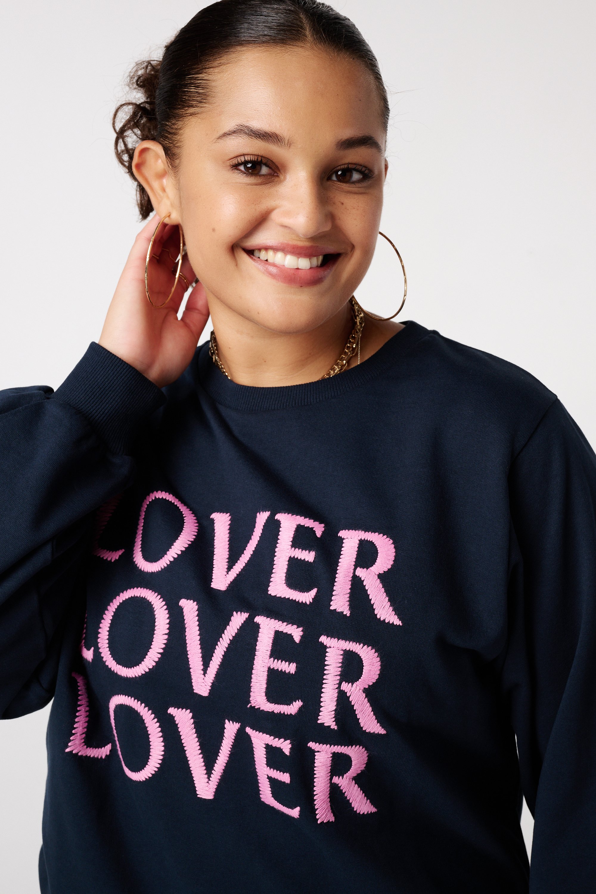 Sweater met print Navy blauw