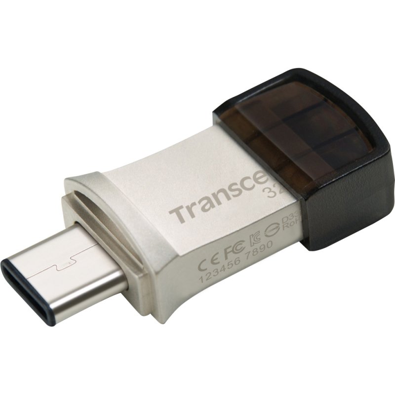 Transcend JetFlash 890 32GB lecteur USB flash 32 Go USB Type-A / USB Type-C 3.2 Gen 1 (3.1 Gen 1) Noir, Argent