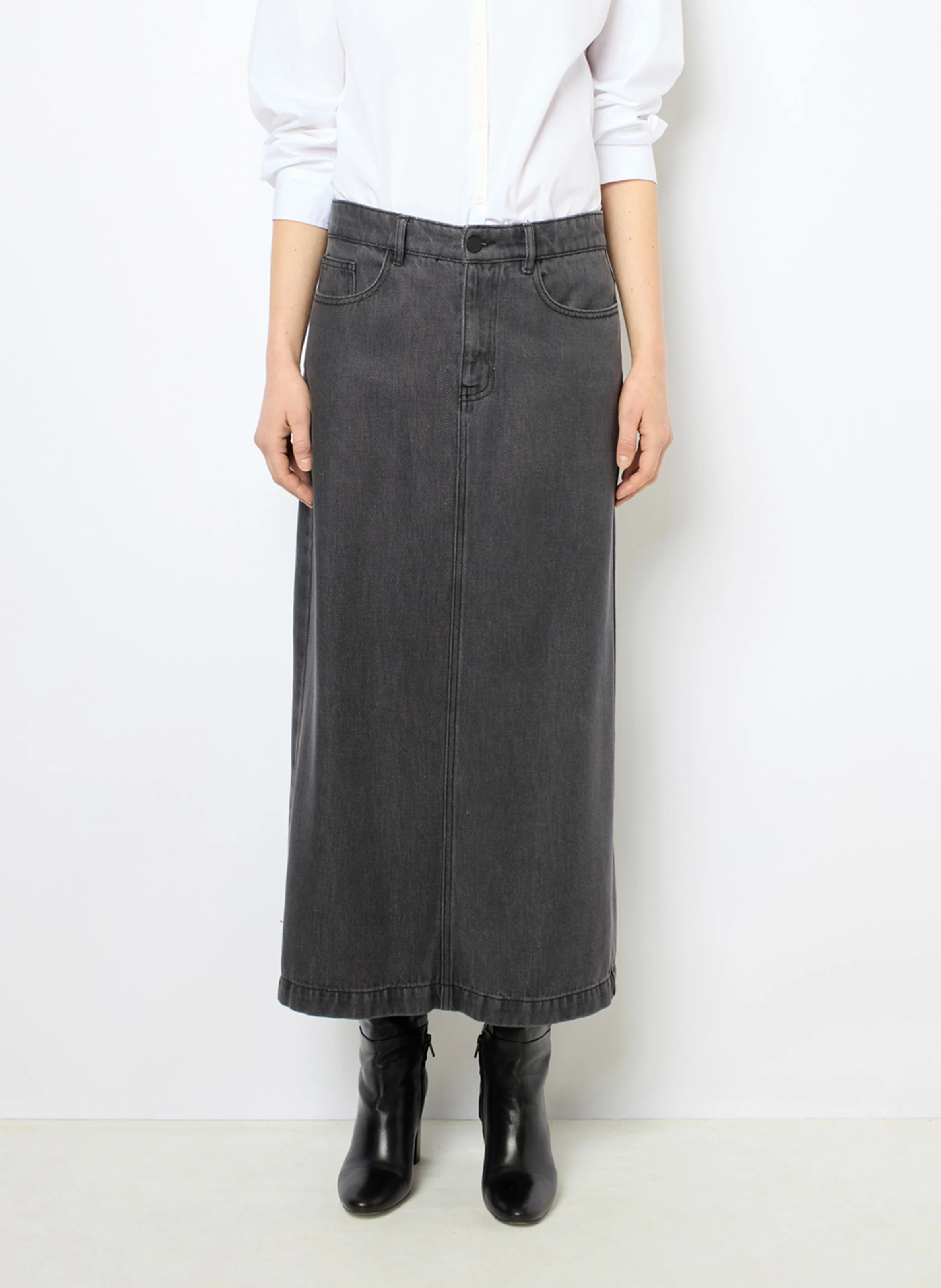 CYBELIA - Jupe longue en denim délavé | Gris
