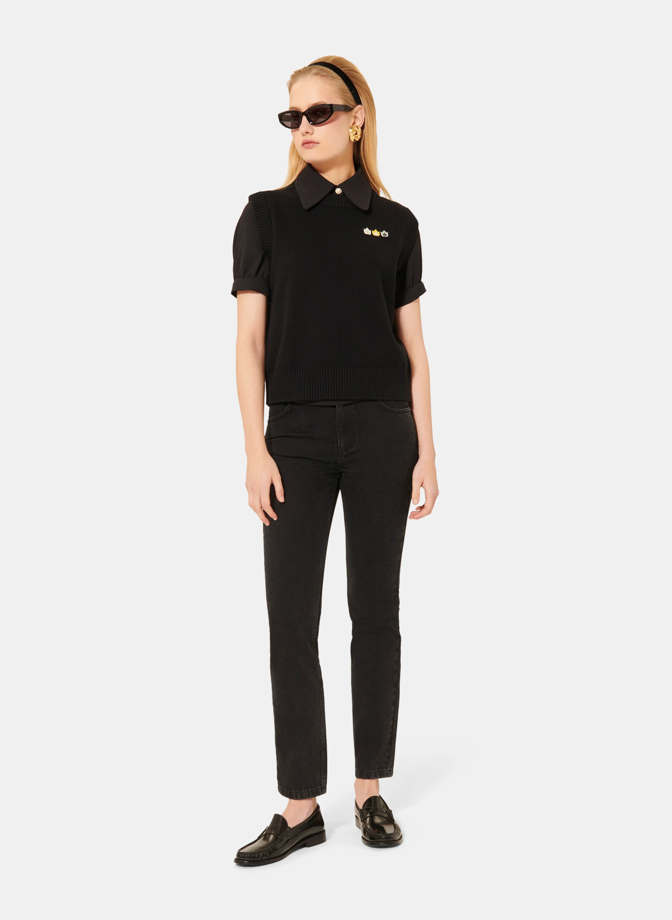 PIMPRENELLE - Pull sans manches en laine et coton bio | Noir