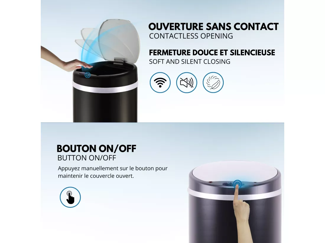 Poubelle de cuisine automatique SOHO Noir Acier inoxydable 42 L