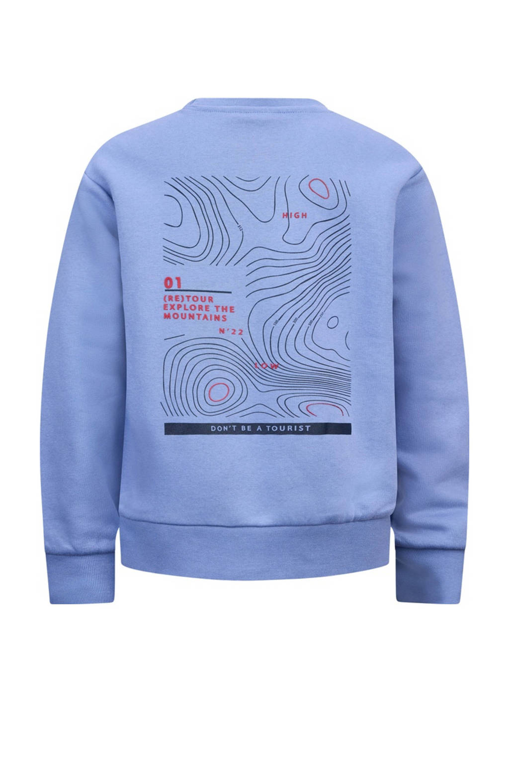 sweater Hakar met backprint blauw
