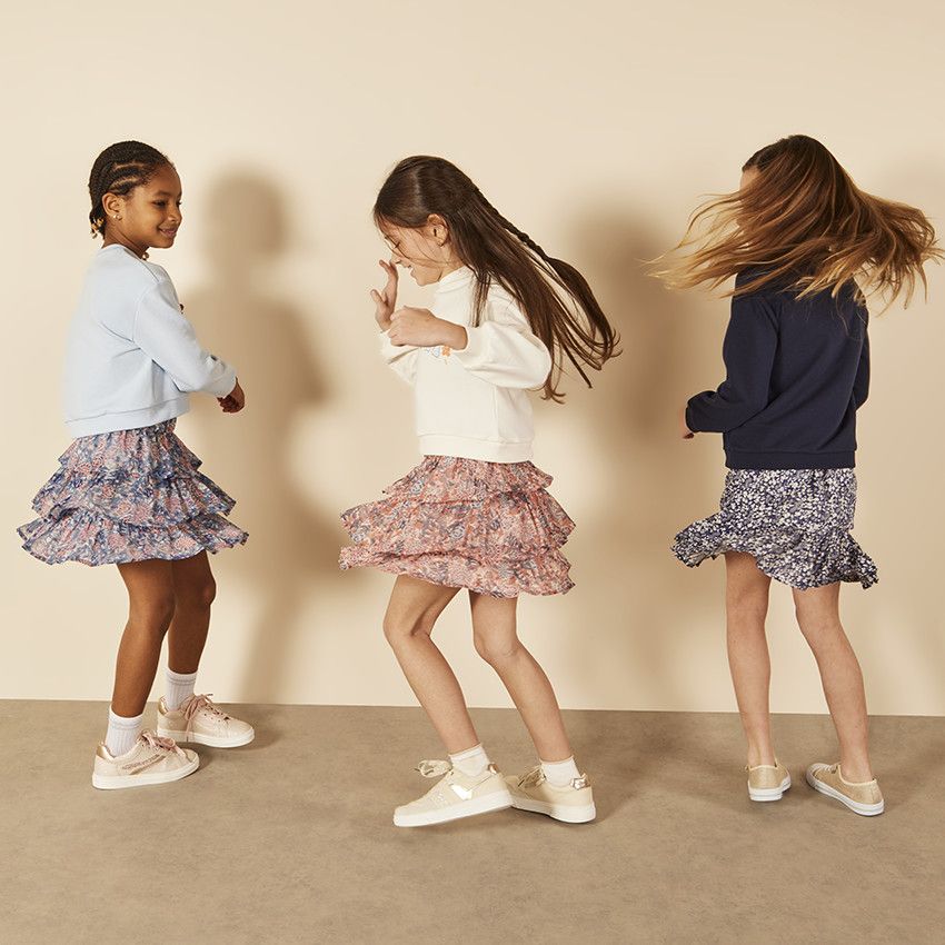 Jupe volantée imprimé cachemire avec lurex pour fille - Multicolore
