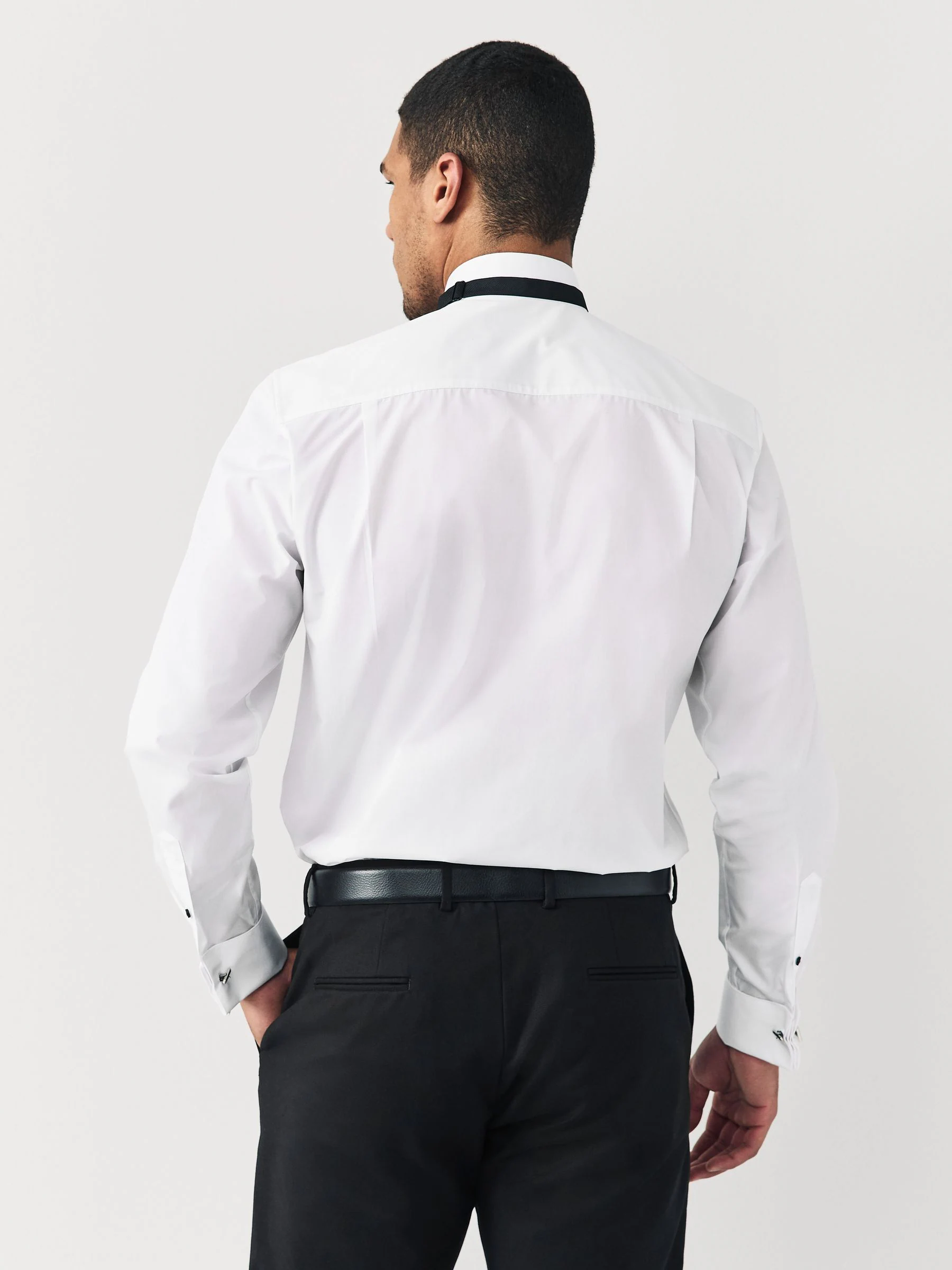 Wit - Normale Pasvorm - Double Cuff Regular Fit Shirt And Bow Tie Pack