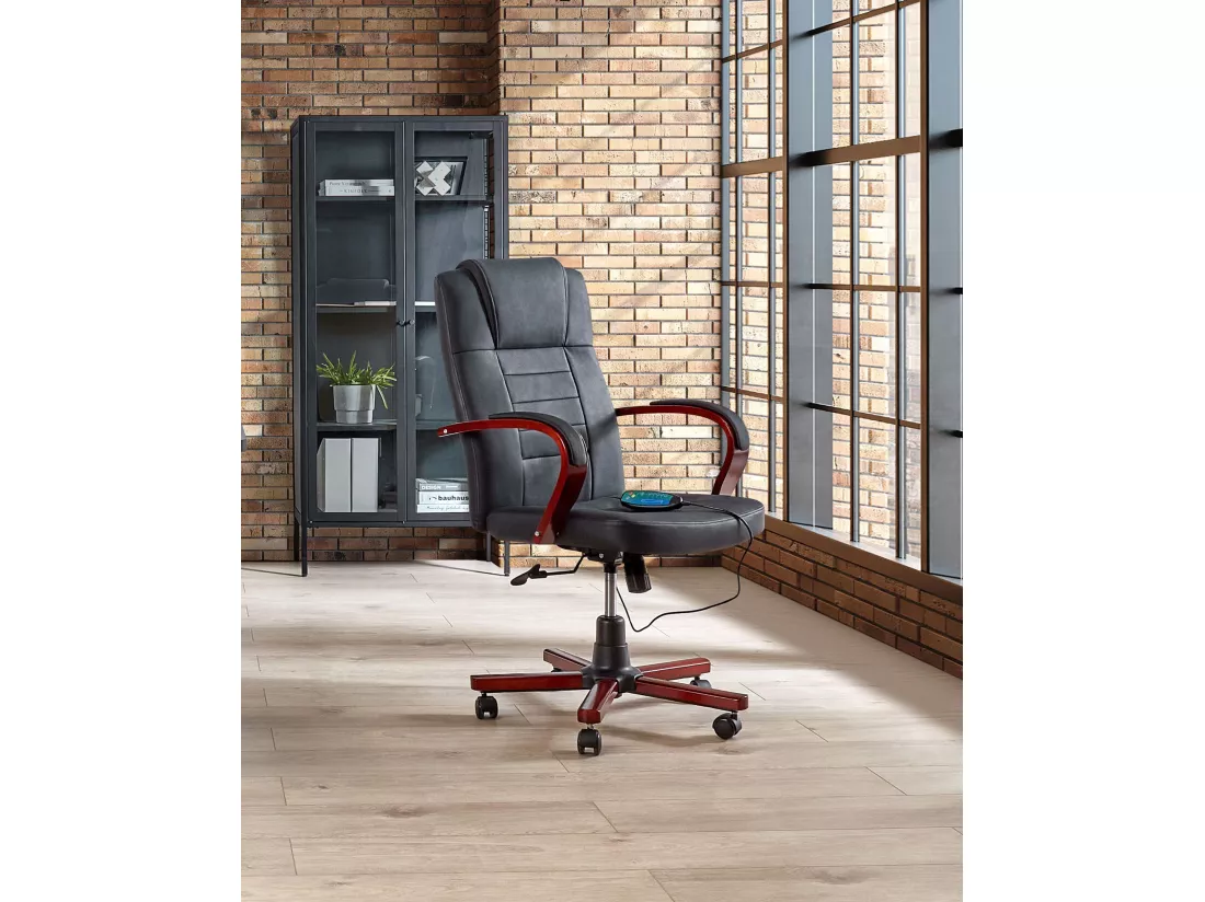 Fauteuil massant avec fonction chauffante DIAMOND Cuir Noir