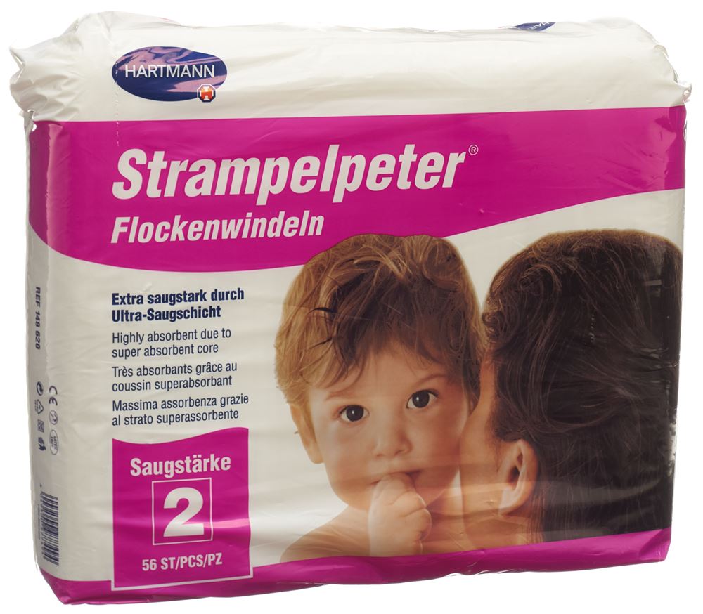 STRAMPELPETER Flockenwindeln<br>56 Stück, Saugstärke 2