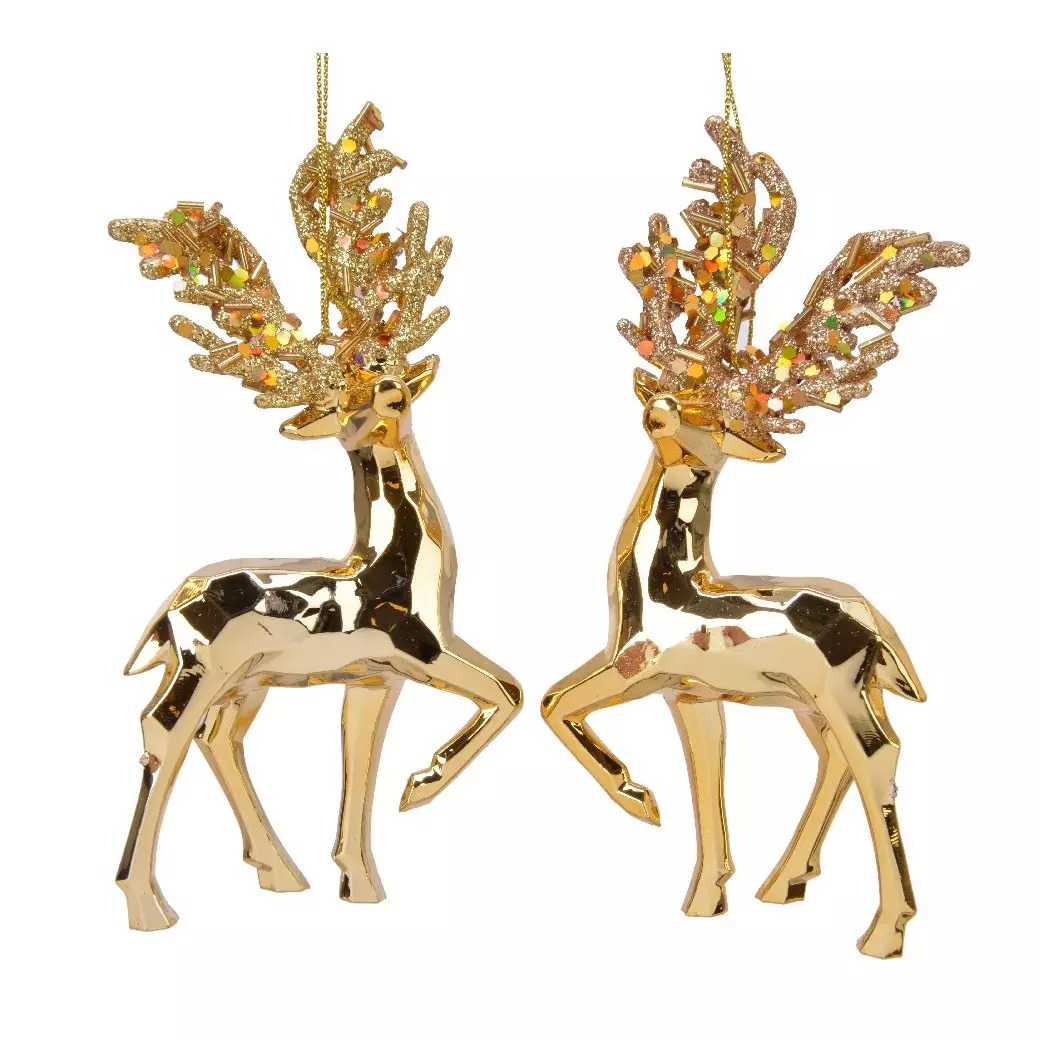 Lot de 2 Rennes à suspendre (H16 cm) Apollo Or