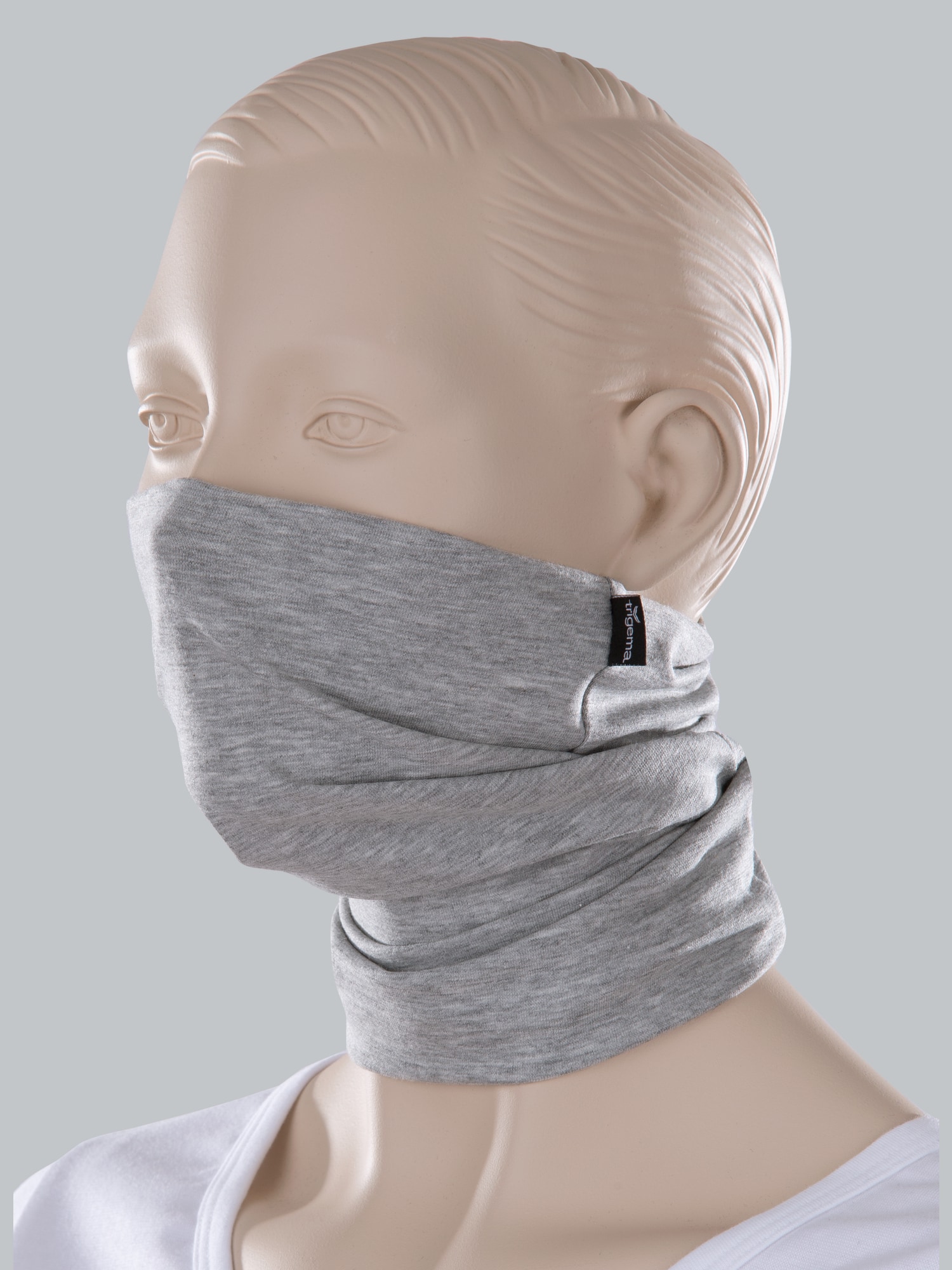 Loop Schal Mund-Nasen-Bedeckung Grau-melange