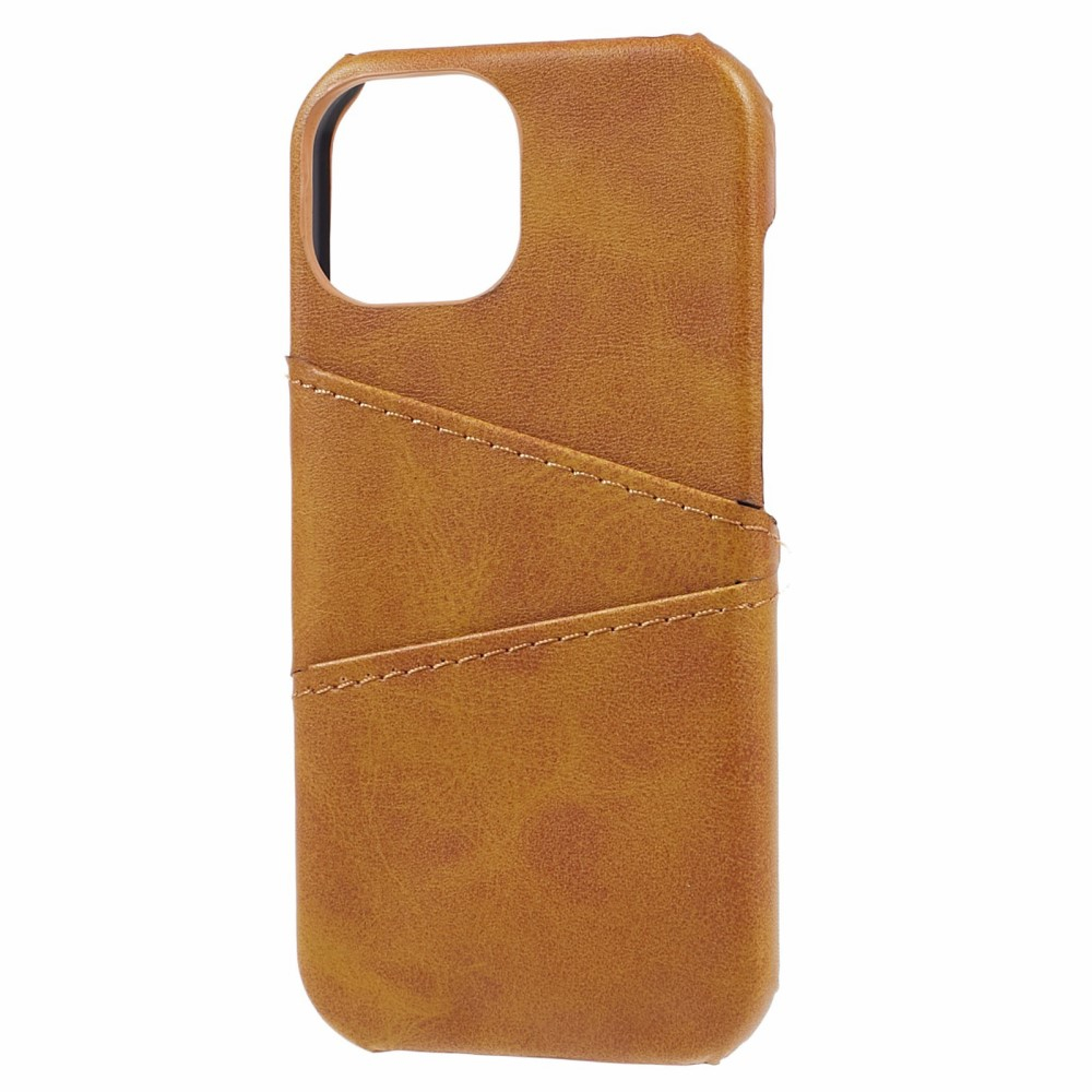 iPhone 15 Leder Hülle Snap Case   Kartenfach - Hellbraun
