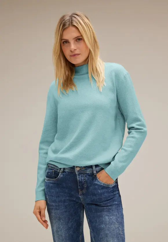 Strickpullover mit Struktur - iced mint melange