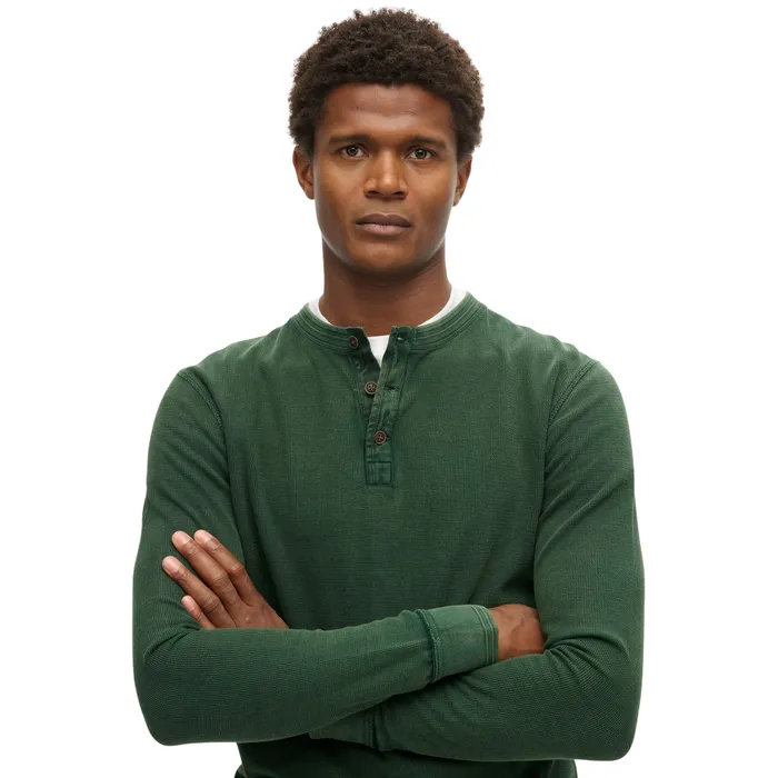 Superdry Vintage Textured Grandad LS Top Heren
