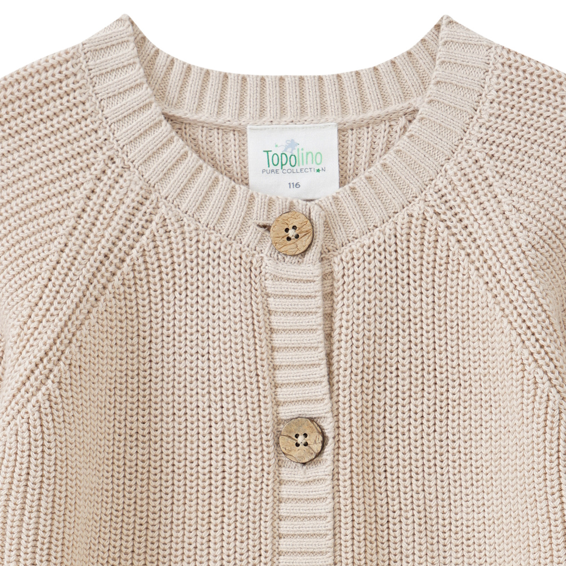 Topolino Pure Collection Mädchen Strickjacke mit Raglanärmeln hellbeige
