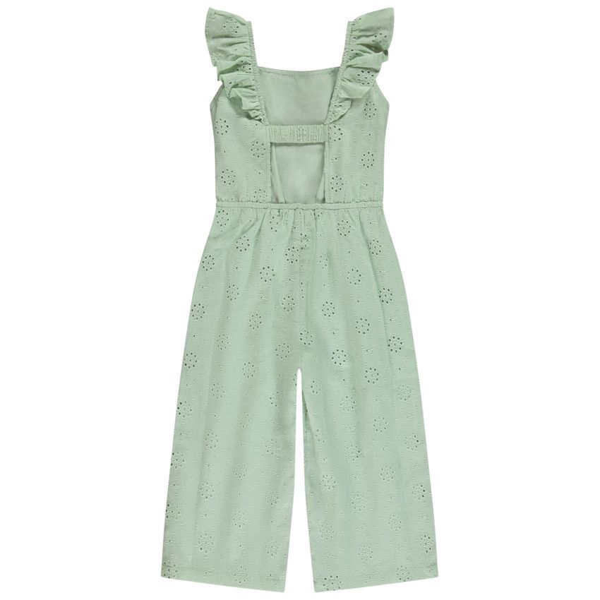 Combinaison longue en broderie anglaise pour fille - Vert