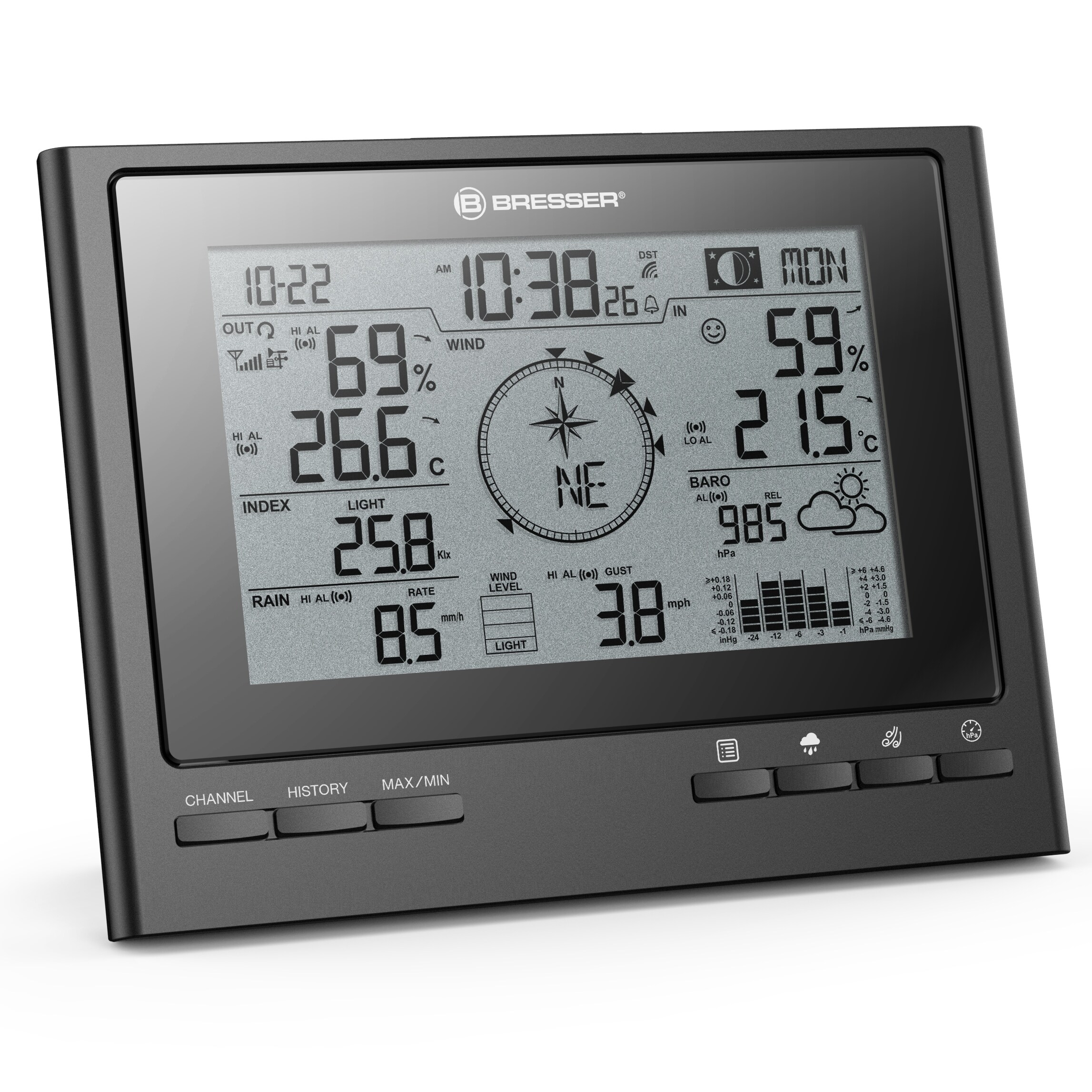 BRESSER 7-in-1 Exklusive ClimateScout Funk-Wetterstation Farbe: schwarz
