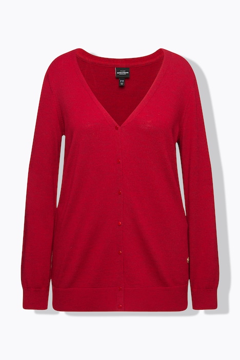 Strickjacke, edle Merinowolle, V-Ausschnitt, Knopfleiste