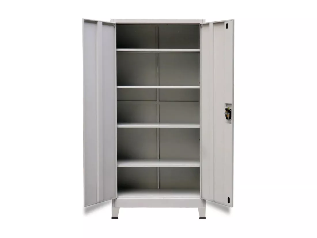 Armoire de bureau avec 2 portes Acier 90 x 40 x 180 cm Gris