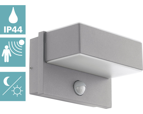 LED Sensor Buiten Wandlamp 2x5.6W 2x600 lm 3000K Azzinano zilver