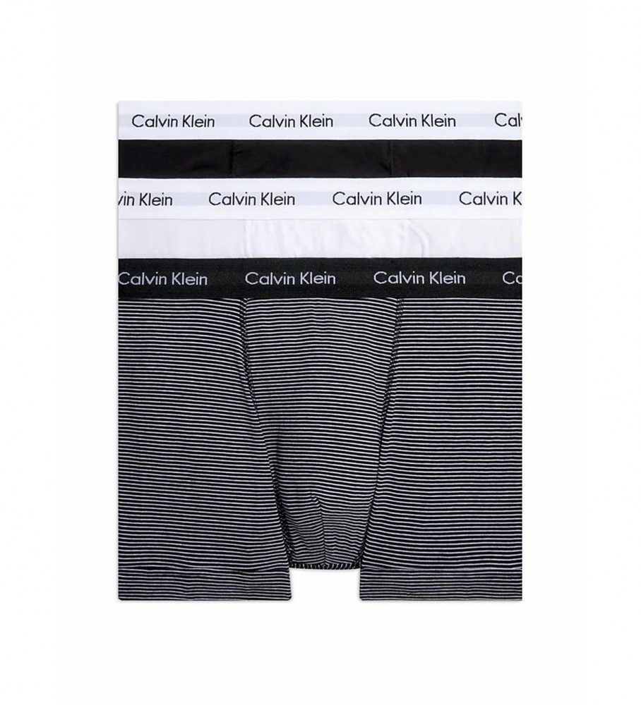Pacote com 3 caixas Calvin Klein Cotton Stretch pretas e brancas