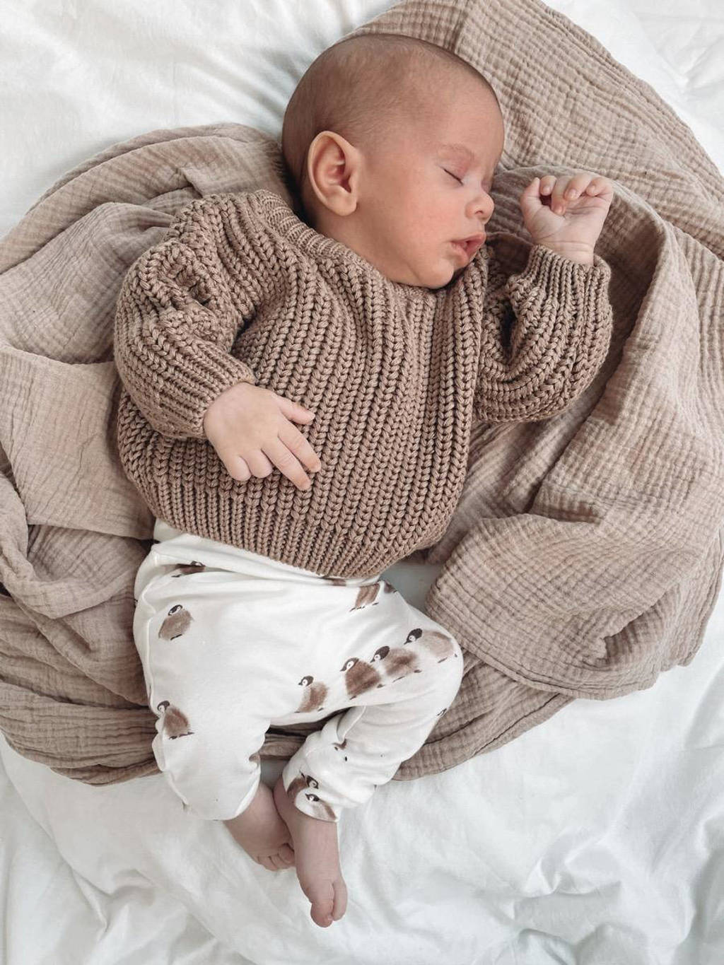 Babystyling baby broek met all over print wit