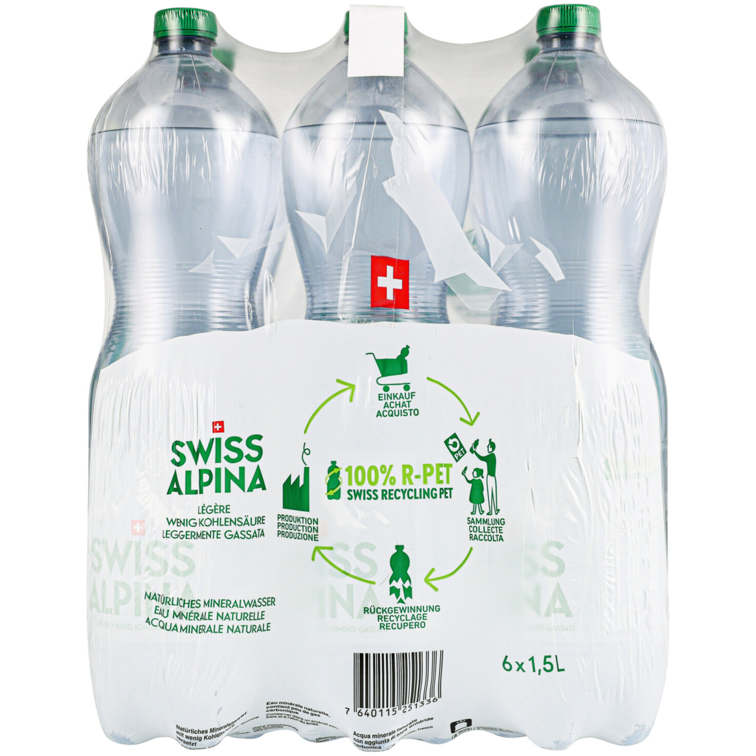 Swiss Alpina Grün Mineralwasser mit wenig Kohlensäure 6x1,5l