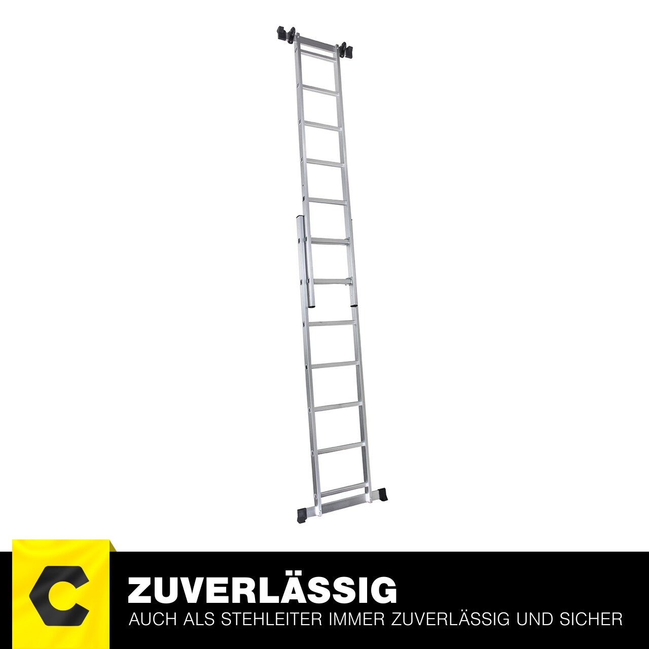 Craftfull Leitergerüst CF-103A, 4in1, Mehrzweckleiter aus Aluminium, Anti-Rutsch-Profil, bis 150 kg (1.95 Meter 7 Sprossen)
