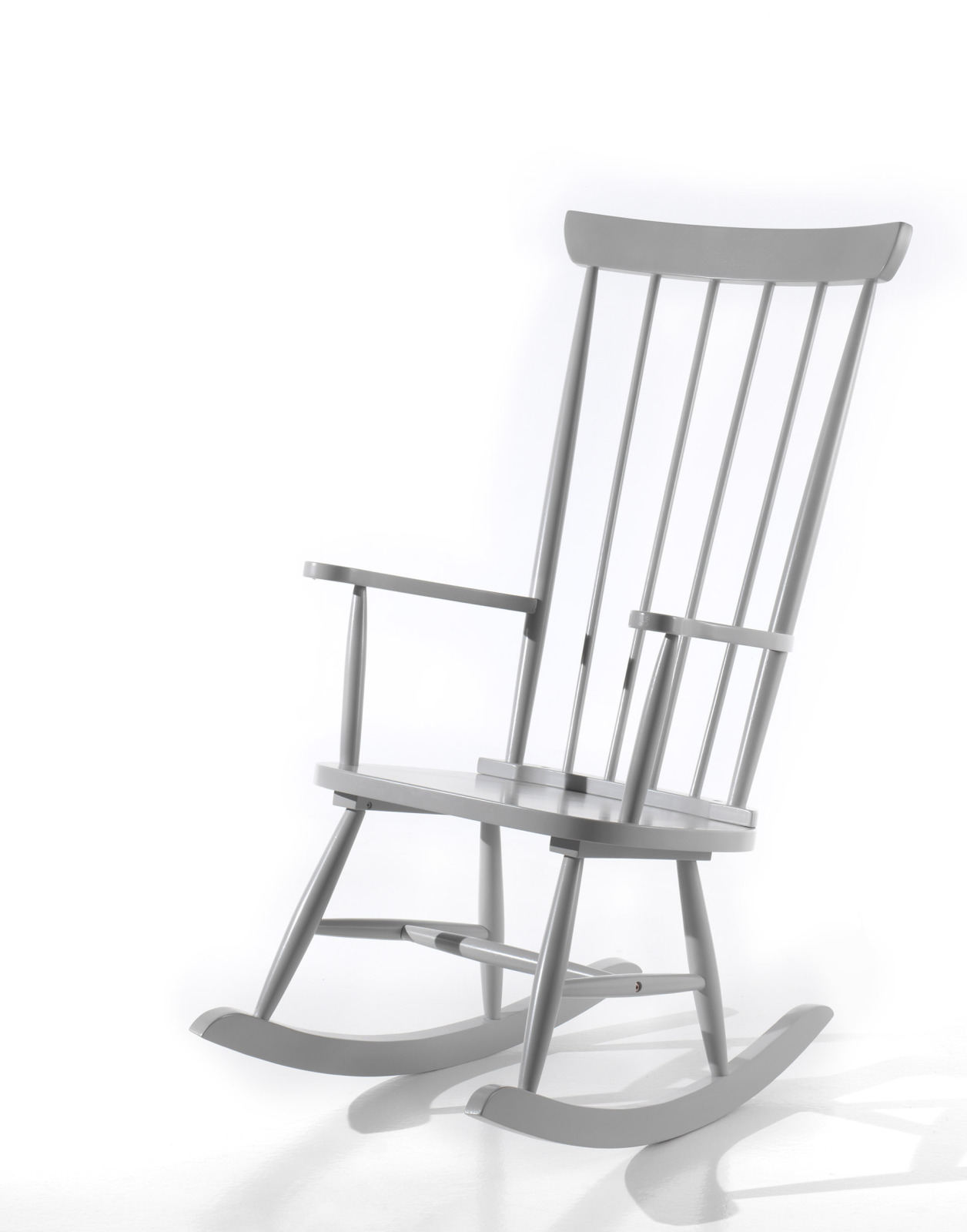 Schaukelstuhl - grau - Rubberwood Massivholz