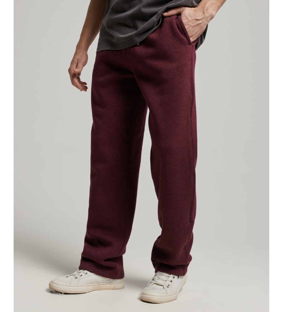 Calça jogger reta de algodão orgânico Superdry com logo vintage bordô