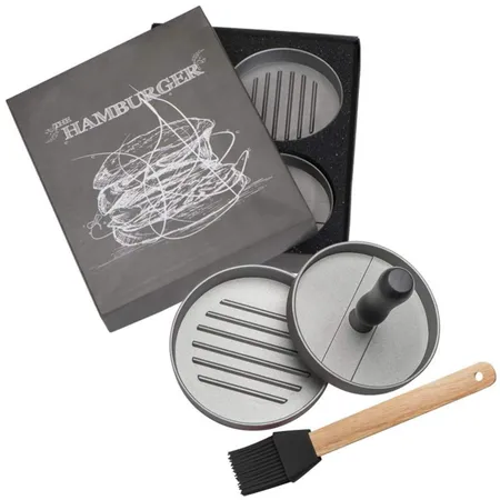 Easy Gifts Burgerpresse mit Silikonpinsel / Hamburgerpresse