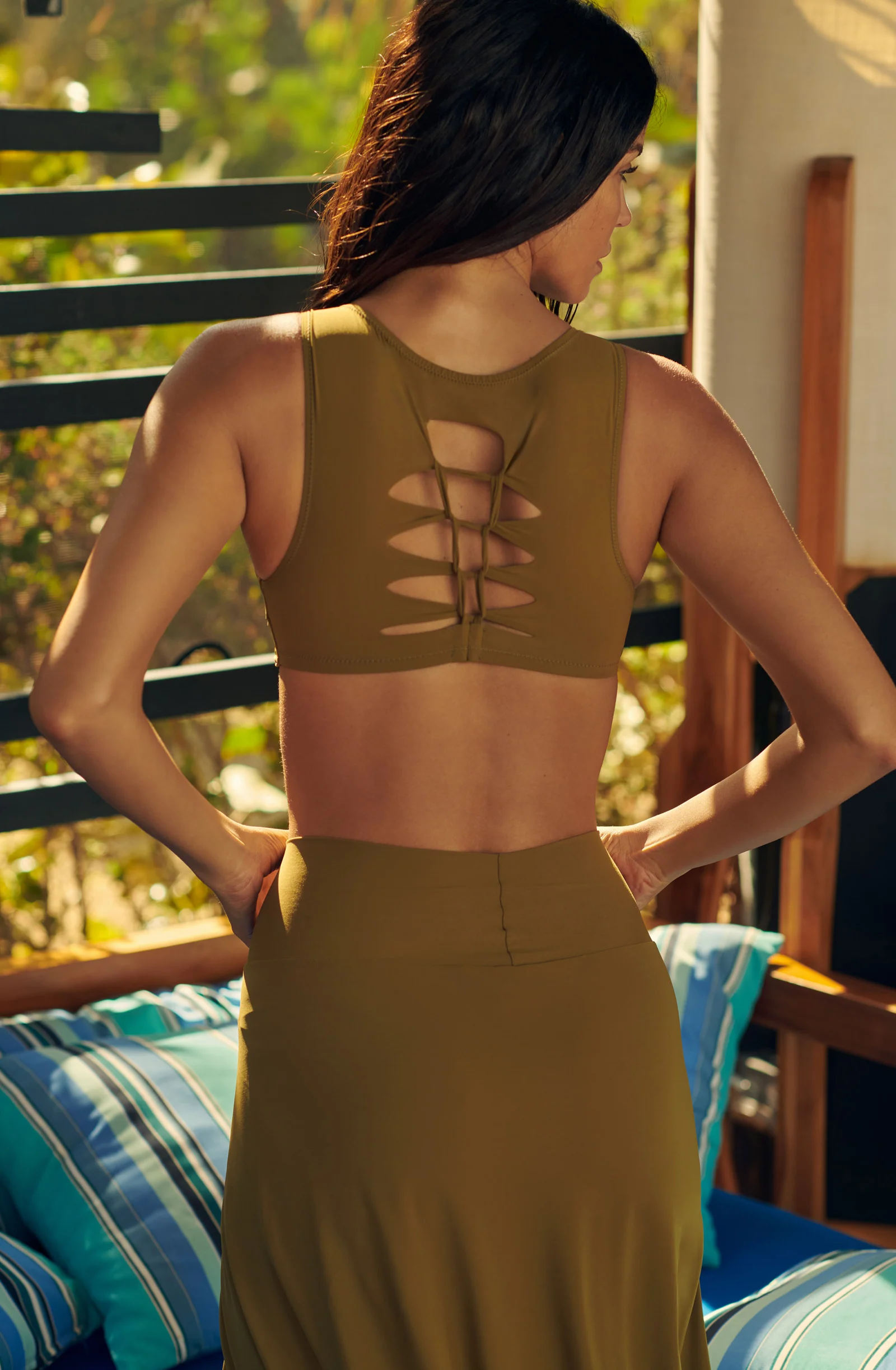 tecla Haut de maillot crop-top noué bronze Bronze
