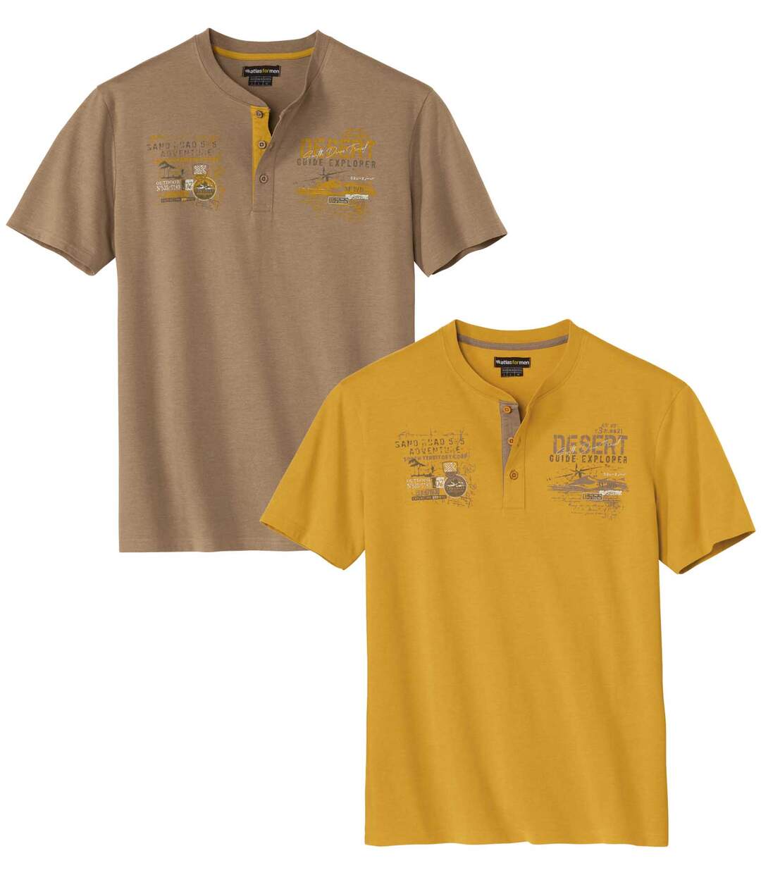 Lot de 2 Tee-Shirts Col Tunisien Sand Road