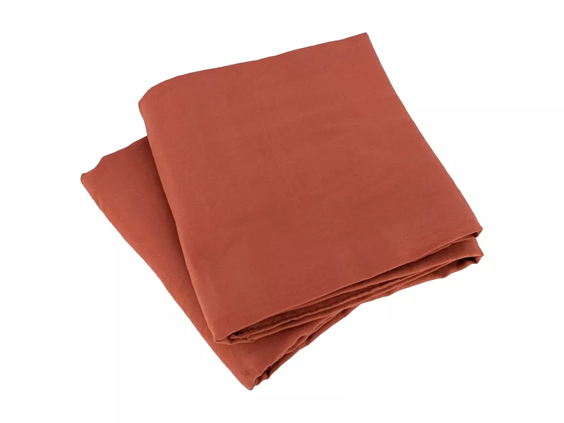 Parure 260x240 cm MILA polyester micro lavée rouge terracotta 3 pièces