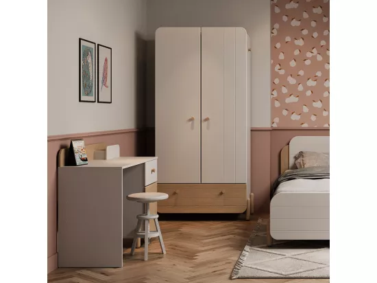 Armoire 2 portes 1 tiroir Edaj blanc