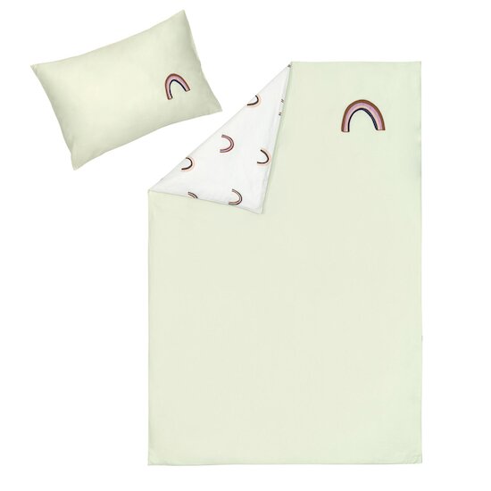 Housse de couette + taie d'oreiller en coton bio   Vert beige        100 x 140 cm   de               Lässig