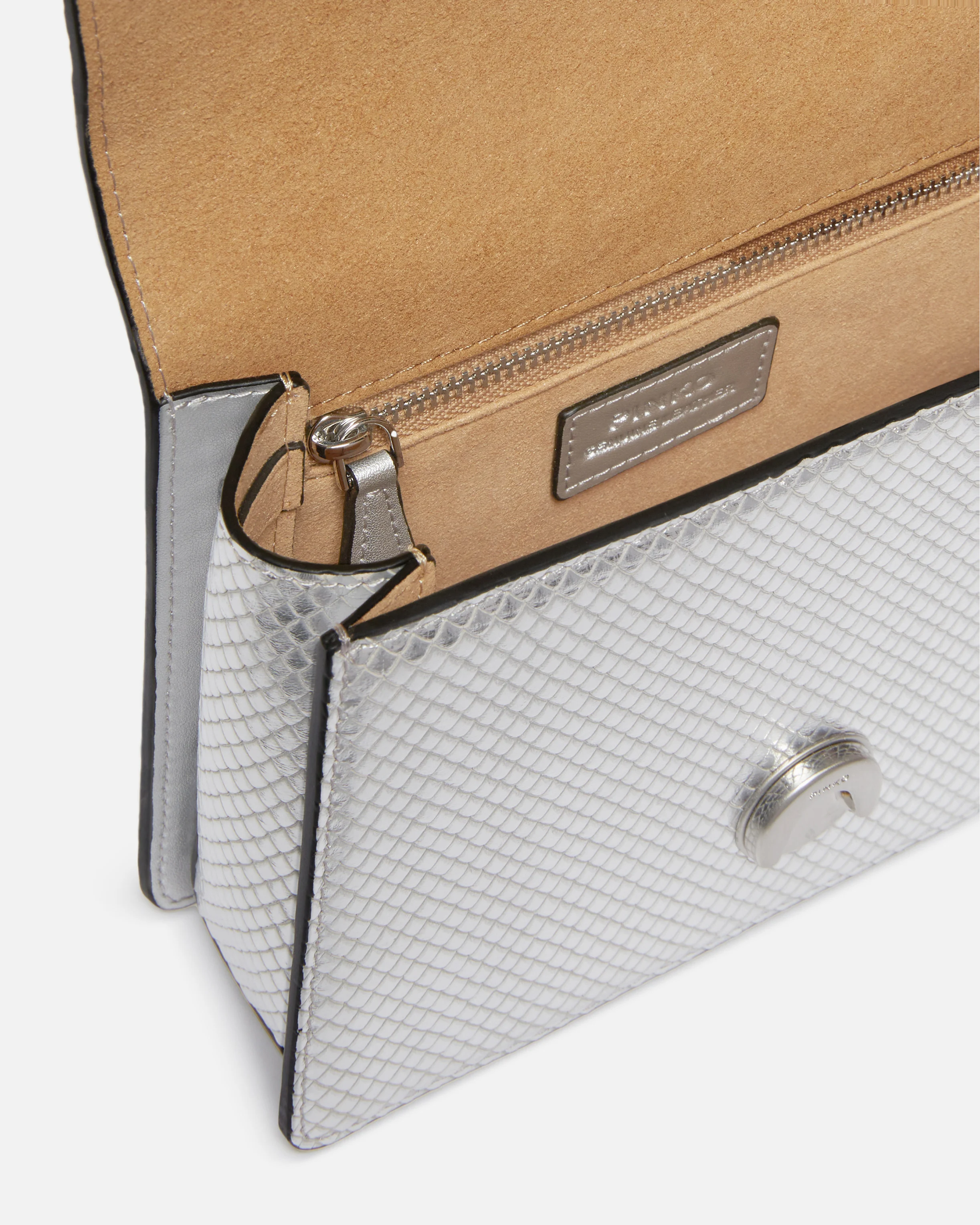 Petit sac à main lamé à bandoulière mini love bag | Argent