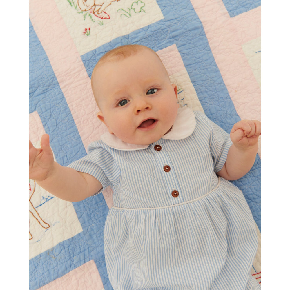 Køb COPENHAGEN COLORS Sky Blue W Cream Stripe Seersucker Romper W. Krave
