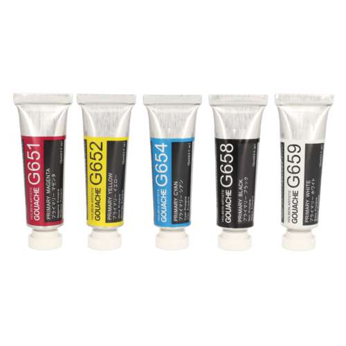 HOLBEIN Künstler Gouache Primärfarben-Set, 5 x 15 ml
