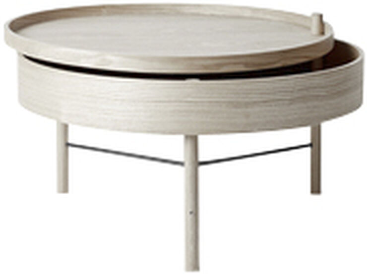 Audo Copenhagen Turning Table, White Oak ø65 cm, Bl Hvid eg/ sort krom