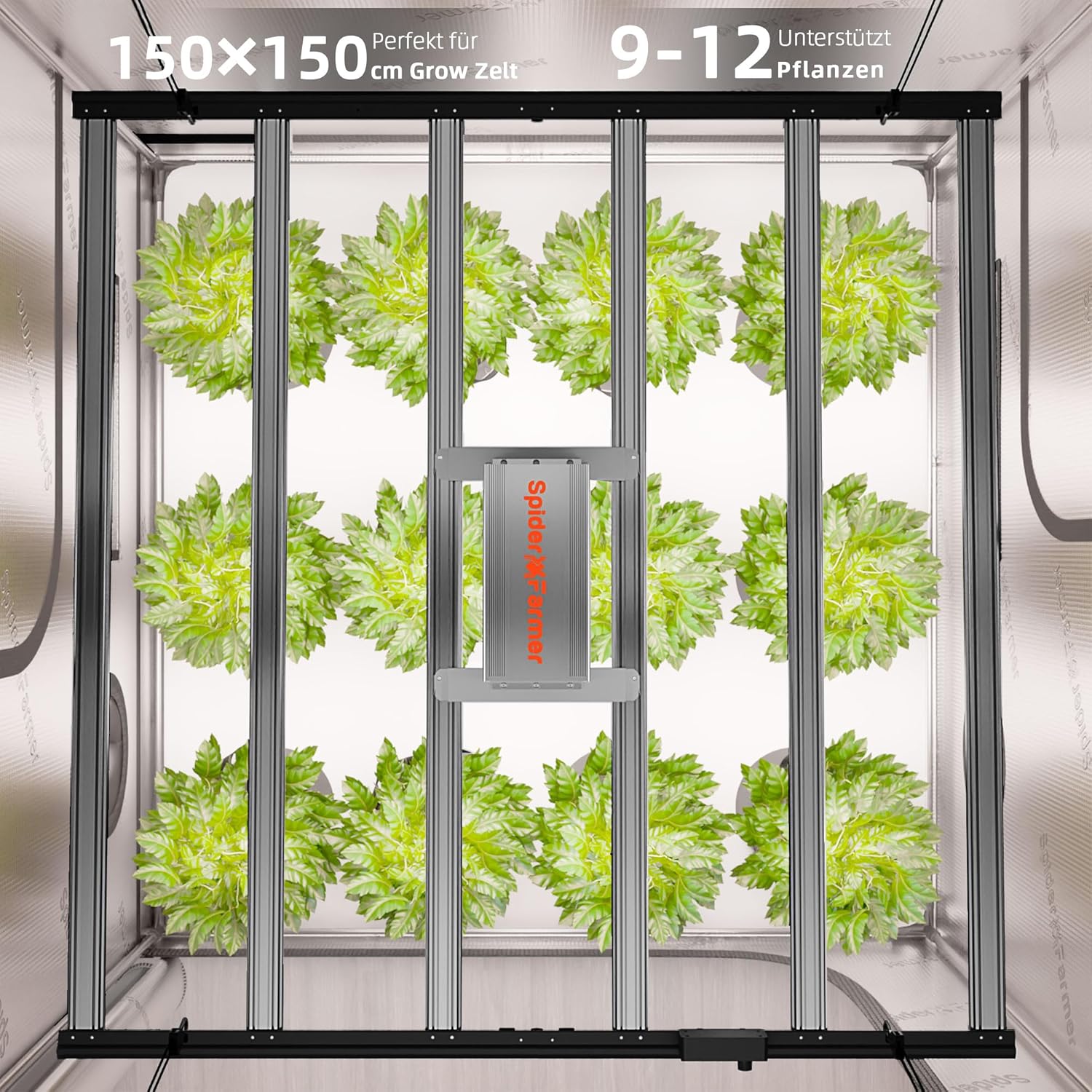 Spider Farmer Cost-Effective G8600 LED Grow Lampe 800W Bridgelux Dioden, Smarte APP Steuerung Vollspektrum Grow Light Dimmbar für Gemüse Blume 150x150CM Abdeckung