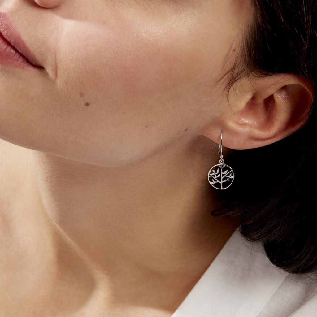 Boucles D'oreilles Pendantes Mely Argent Blanc